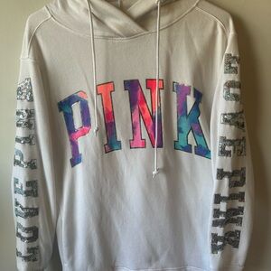VS Pink White Bling Rainbow Watercolor Hoodie XS